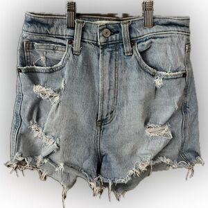 Abercrombie & Fitch Light Blue Distressed Jean Shorts